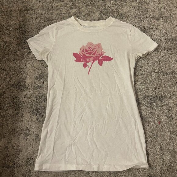 Aeropastle white shirt with rose, size small - Picture 1 of 4